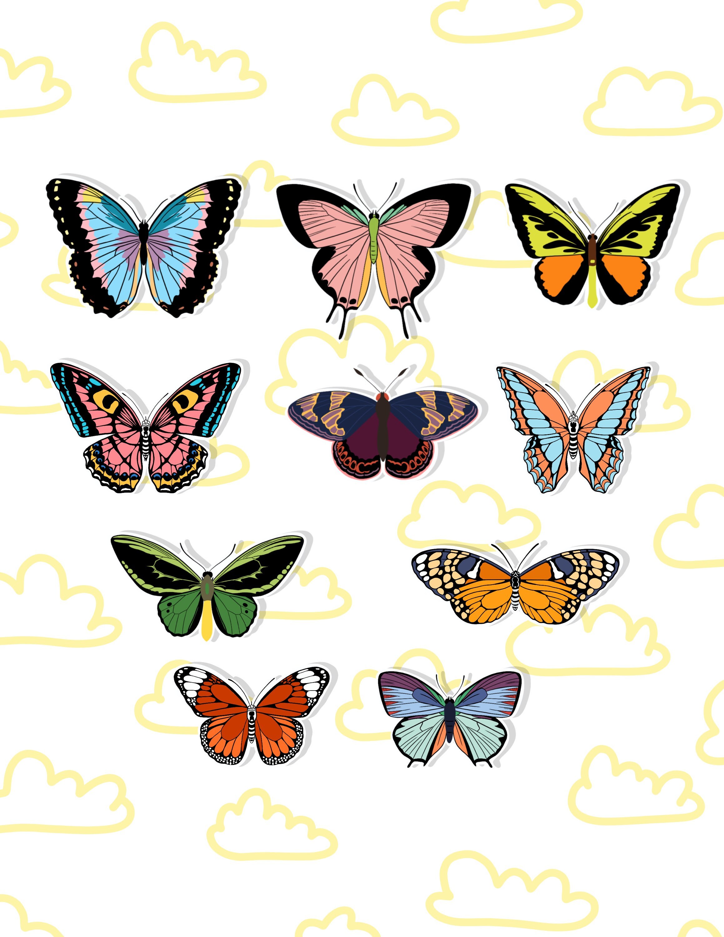 Butterfly sticker pack 10 different butterfly designs to | Etsy
