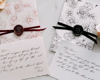 Calligraphed Love Letter | Custom Handwritten | Cotton Anniversary Gift | Wedding Vows | Birthday Gift