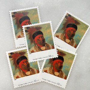 Sellos antiguos sin usar de jefes indígenas / Arte de George Catlin Franqueo de USPS / 32 centavos de dólar estadounidense