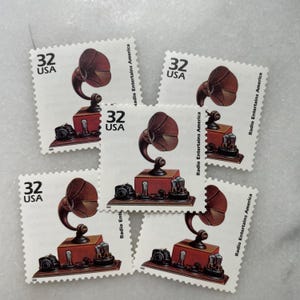 Sellos de radio antiguos sin usar / Fonógrafo Franqueo de USPS / 32 centavos EE. UU.