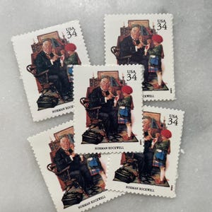 Sellos antiguos sin usar de Toy Doctor / Ilustración de Norman Rockwell Franqueo de USPS / 34 centavos de dólar estadounidense