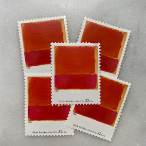 Sellos antiguos sin usar de Mark Rothko / Franqueo de USPS con arte naranja / 32 centavos de dólar estadounidense