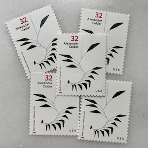 Sellos de arte moderno de mediados de siglo antiguos sin usar / Franqueo en blanco y negro de USPS / 32 centavos de dólar estadounidense