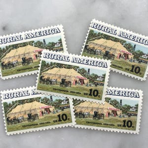 Sellos antiguos de América rural sin usar / Franqueo verde de USPS / 10 centavos de dólar estadounidense