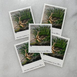 Sellos antiguos sin usar de John James Audubon / Pintura de la naturaleza Franqueo de USPS / 32 centavos de dólar estadounidense