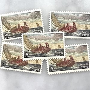 Sellos antiguos sin usar de Winslow Homer / Franqueo de USPS de velero náutico / 4 centavos de dólar estadounidense