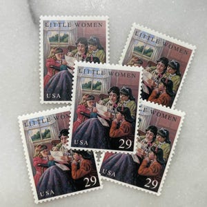 Sellos antiguos sin usar de Mujercitas / Libro infantil clásico de Louisa May Alcott Franqueo de USPS / 29 centavos de dólar estadounidense