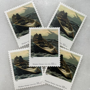 Sellos antiguos sin usar de pintura de Winslow Homer / Barco náutico Franqueo de USPS / 32 centavos de dólar estadounidense