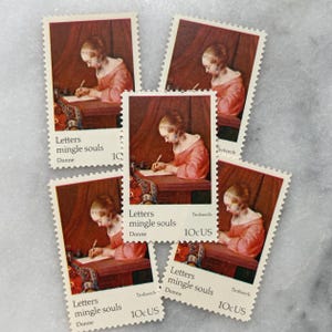 Sellos de pintura al óleo antiguos sin usar / Cartas Mingle Souls Franqueo de USPS / 10 centavos de dólar estadounidense
