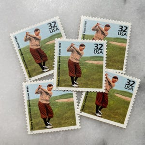 Sellos antiguos sin usar de Bobby Jones / Franqueo de golf de USPS / 32 centavos de dólar estadounidense