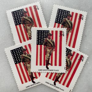 Sellos antiguos sin usar de soldados de la Primera Guerra Mundial / Franqueo de USPS con bandera patriótica / 34 centavos de dólar estadounidense