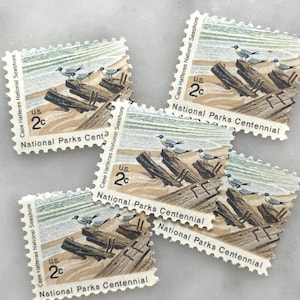 Sellos antiguos sin usar del centenario de los Parques Nacionales / Franqueo de USPS de Cape Hatteras Beach / 2 centavos de dólar estadounidense