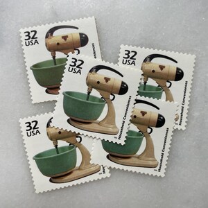 Sellos antiguos para hornear sin usar / Batidora Kitchenaid antigua Franqueo de USPS / 32 centavos de dólar estadounidense