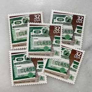 Sellos antiguos sin usar del mercado de valores / Franqueo verde de USPS / 32 centavos de dólar estadounidense
