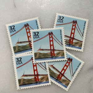 Sellos antiguos sin usar del Puente Golden Gate / Franqueo de USPS de San Francisco, California / 32 centavos de dólar estadounidense