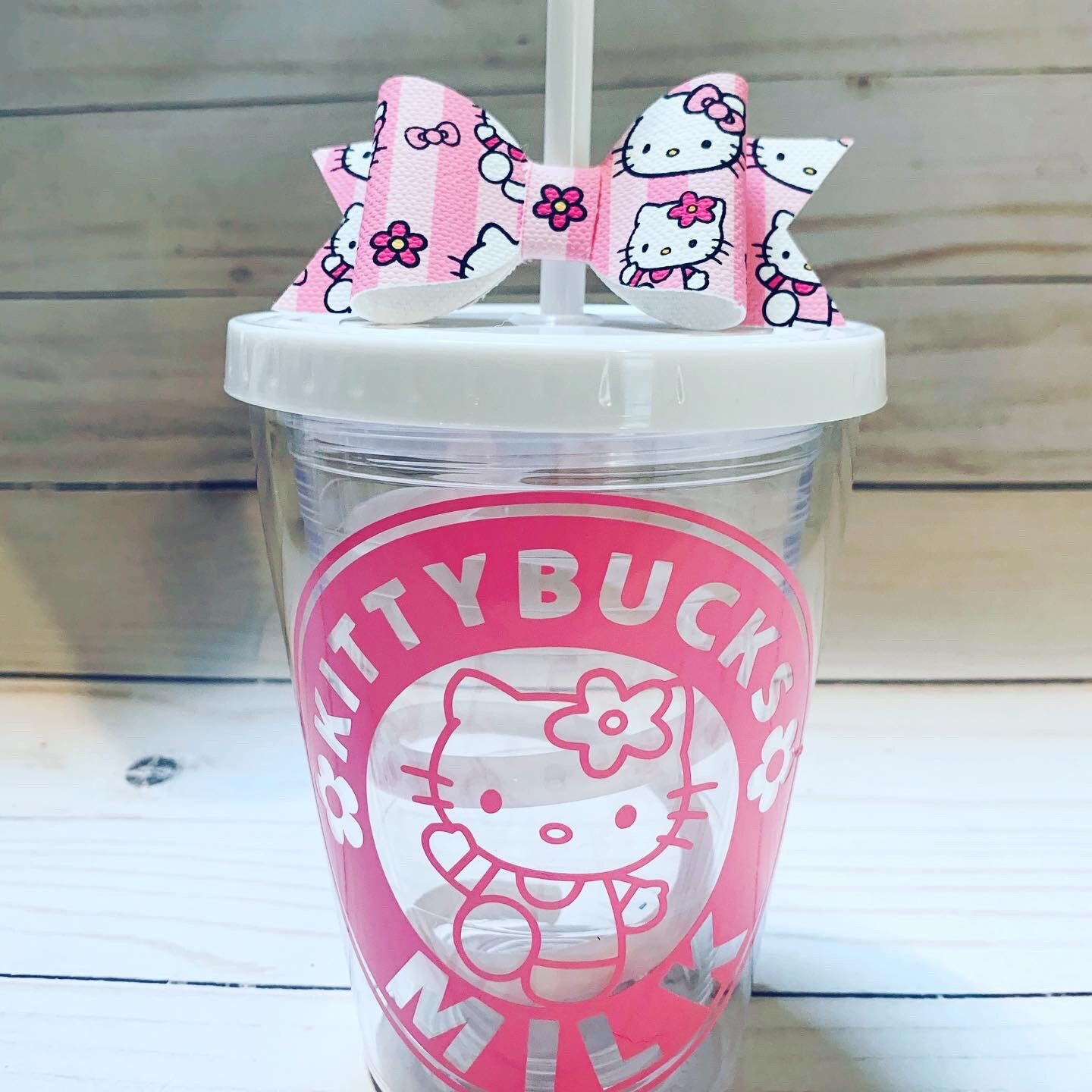 KittyBucks PINK Swirly Straw Tumbler with Bow Straw Topper Etsy