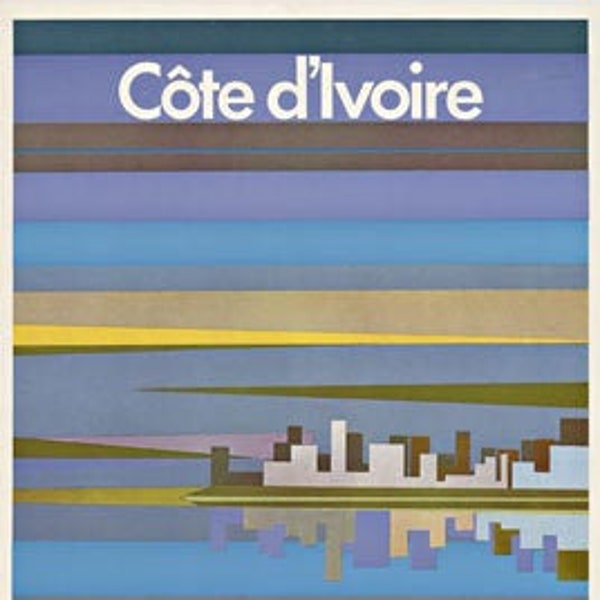 Air Afrique Cote d'Ivoire vintage travel poster