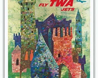 Póster de viaje vintage de TWA Irlanda