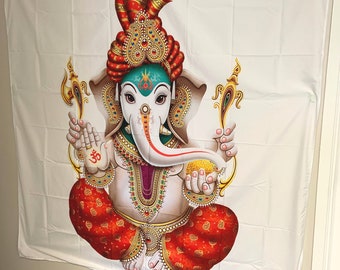 Indian Tapestry Lord Ganesha Tapestry Ganesha Wall Decor Elephant Tapestry Hinduism Elephant Wall Hanging Ganesha Wall Art Ganesh Statue