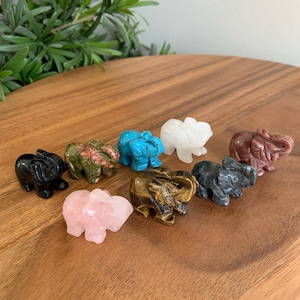 Hand Carved Elephant Figurine Crystal Elephant Elephant Crystal Carving Gemstone Elephant Animal Totem Elephant Statue Lucky Elephant Stone