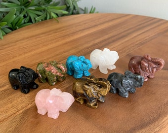 Hand Carved Elephant Figurine Crystal Elephant Elephant Crystal Carving Gemstone Elephant Animal Totem Elephant Statue Lucky Elephant Stone
