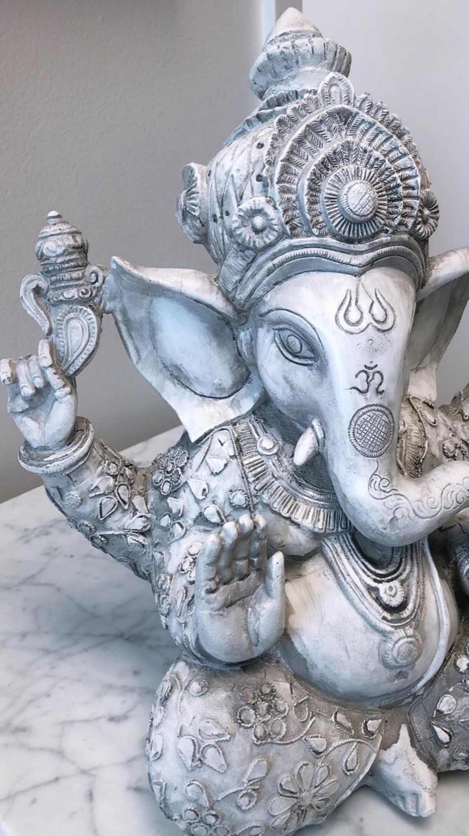 Lucky Ganesha Statue 15 Ganesh Antique Grey Hindu God Etsy