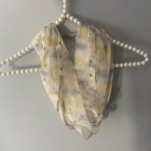 Scarf necklace, Infinity jewellery, grey and yellow scarf, Statement accessories, t-shirt yarn, Boho Style, Winter accessory, Gift her