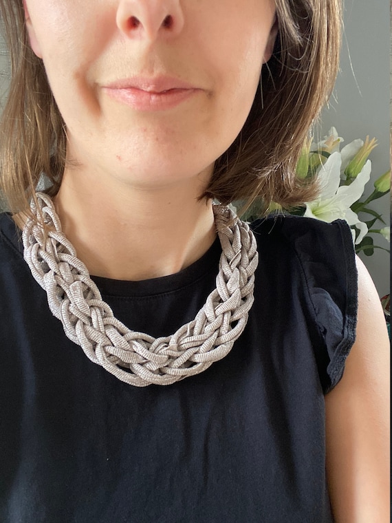 Super chunky necklace oversized, tribal bib necklace silver, statement -  Ruby Lane