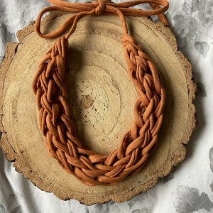 Fabric necklace, T-shirt yarn jewellery, Chunky necklace, Knitted headband, Up-cycled jewellery, Organic jewellery, Woven necklace, gift her