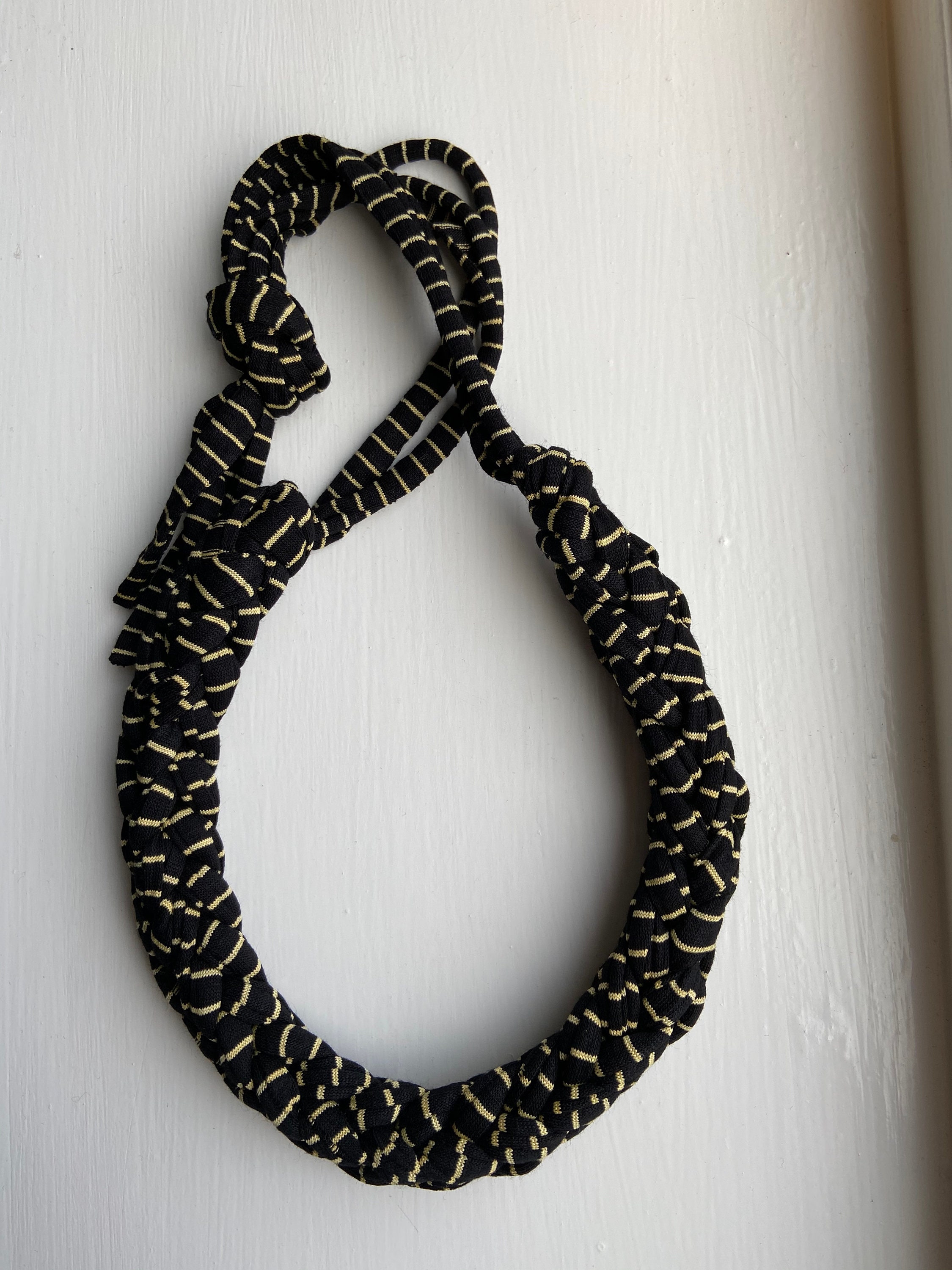 Tshirt yarn necklace black and gold chunky necklace gift Etsy