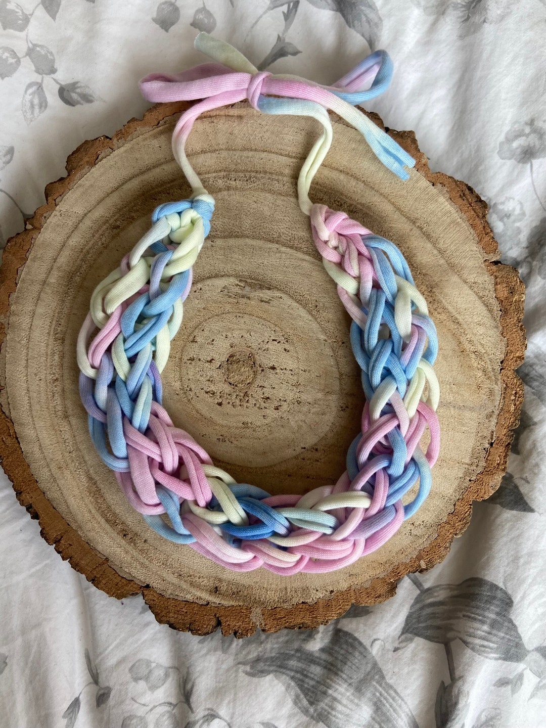 Rainbow Tshirt Yarn Necklace Pastel Chunky Necklace Etsy