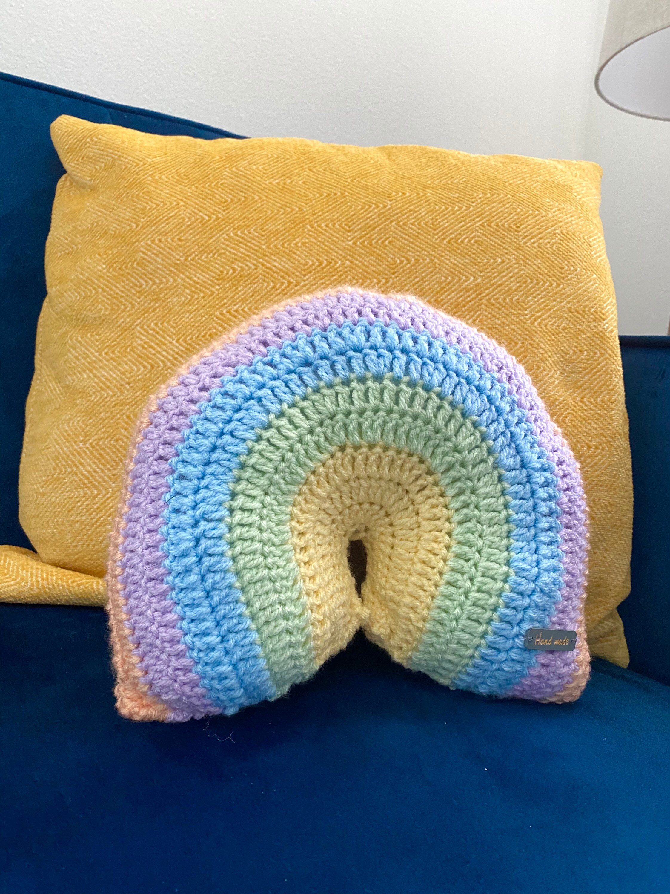 Crochet Rainbow throw pillow Etsy