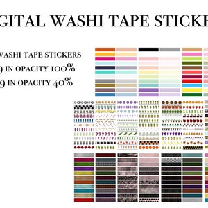 Digital washi tape stickers kit for digital planners + pre-cropped GoodNotes file