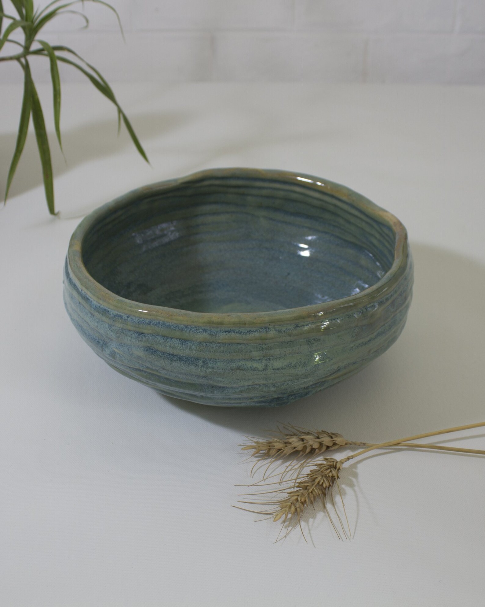 GreenBlue Serving Bowl Ceramic Bowl HandMade Bowl Etsy