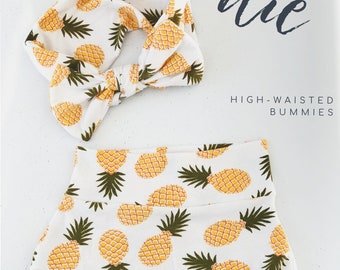 Pineapple White Outfit,Summer Ready Outfit,Pineapple,White Bloomer,Cotton bloomer,Baby Girl Outfit,Newborn outfit,Baby Set Clearance Sale