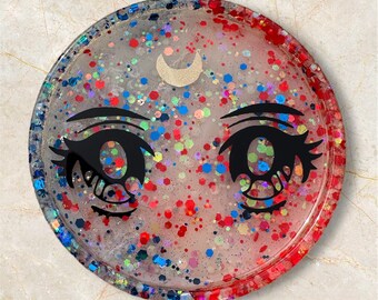 anime eyes glitter sailor resin tray