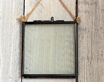 4 x 4 Inch Vintage Decorative Glass Folding Display Frames, Home Deco, Picture, Gallery, Rustic, Hanging, Kiko, Antique