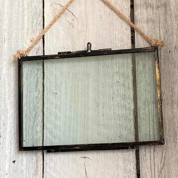 6x4 Inch - Vintage Decorative Glass Folding Display Frames, Home Deco, Picture, Gallery, Rustic, Hanging, Kiko, Antique