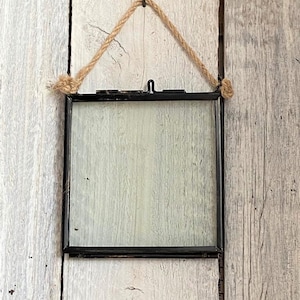 4 x 4 Inch Vintage Decorative Glass Folding Display Frames, Home Deco, Picture, Gallery, Rustic, Hanging, Kiko, Antique