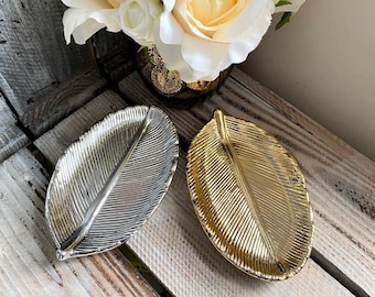 Feather Trinket Dish, Gold or Silver – Dressing Table, Jewellery, Ornament, Botanical