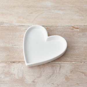 Large Ceramic Heart Trinket Dish In White
