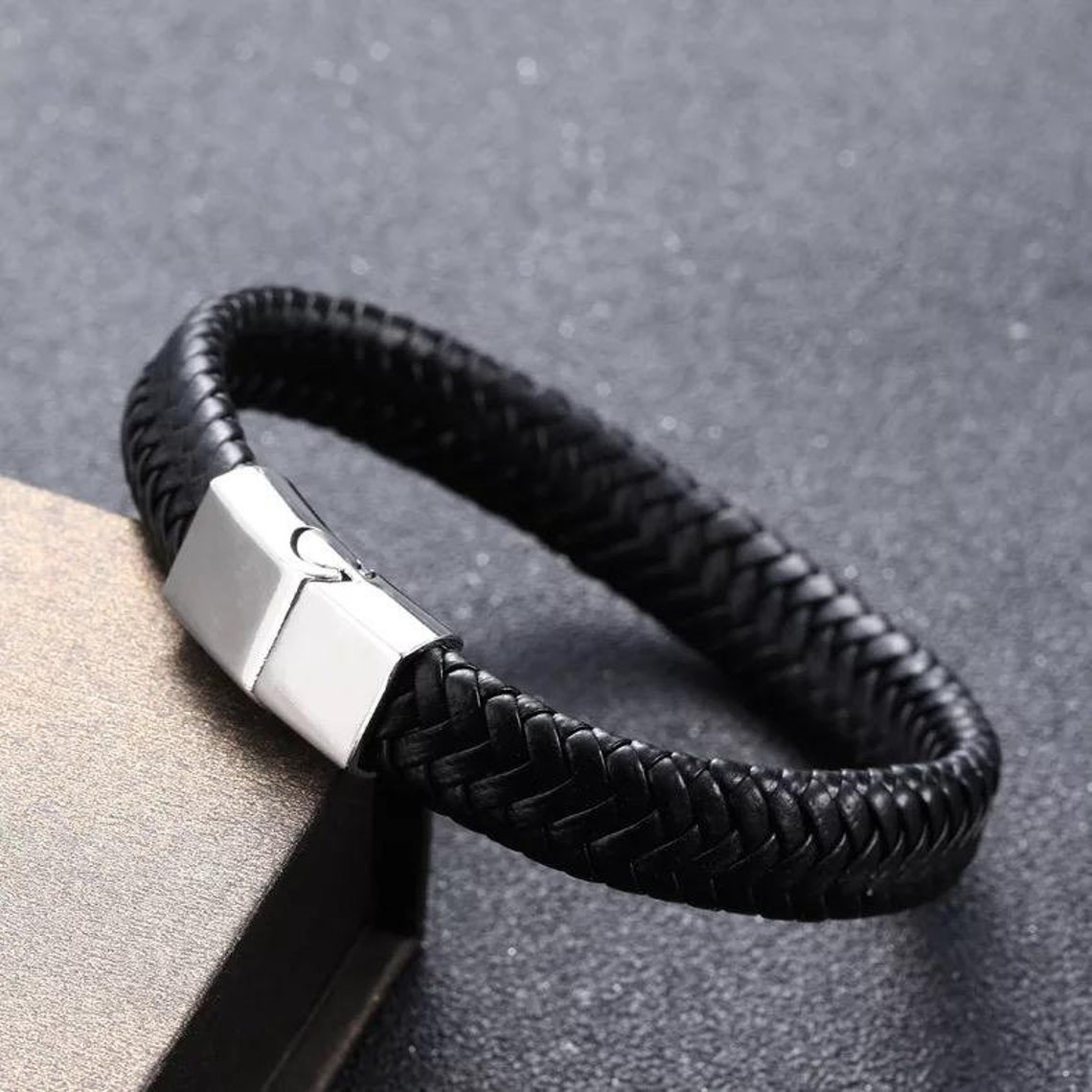 Men's Leather Bracelet/wristband With Metal Clasp Etsy UK