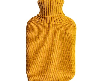 Full Size Hot Water Bottle With Mustard Yellow Knitted 'Jumper'