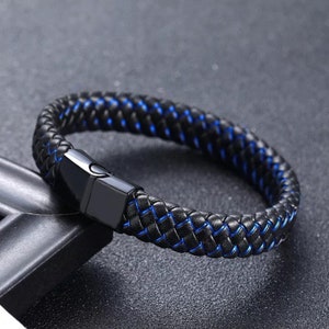 Men's Leather Bracelet/wristband With Metal Magnetic Clasp - Etsy UK