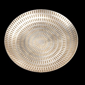 Silvered Brass Etched Trinket Dish –  Vintage Dressing Table, Jewellery, Ornament