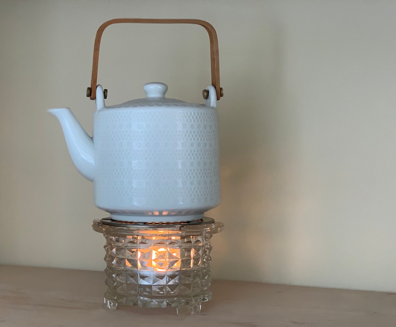 Lovely glass vintage teapot warmer tea light warmer Etsy