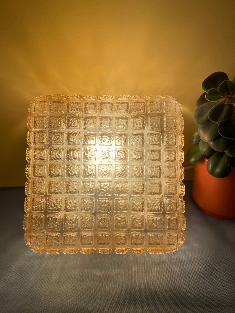 Portland Mall Gorgeous vintage amber glass square Max 60% OFF sconce. ceiling lamp