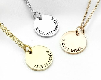 Roman Numerals Disc Necklace