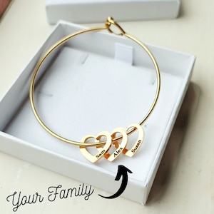 Personalised Heart Charm Bracelet, Multiple Names, Family Charm Bracelet, Mothers Bracelet, Mothers Day Gift, Gifts For Mum