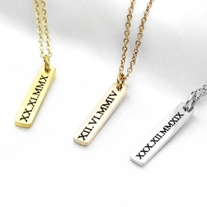 Roman Numerals Bar Necklace